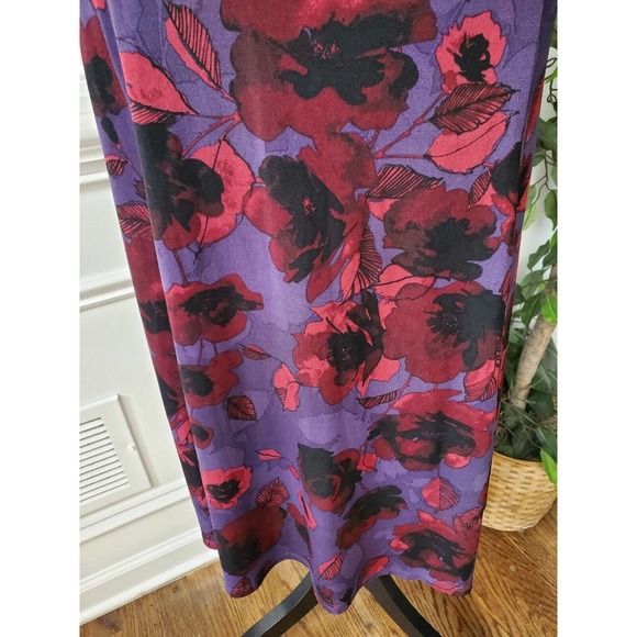 George Women's Purple Floral Polyester V-Neck 3/4 Sleeve Knee Length Dress XL - Picture 4 of 13